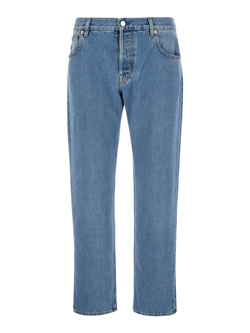 Light blue Blue Jeans with Gucci Rossa Ancora Patch in Blue Washed Denim Woman