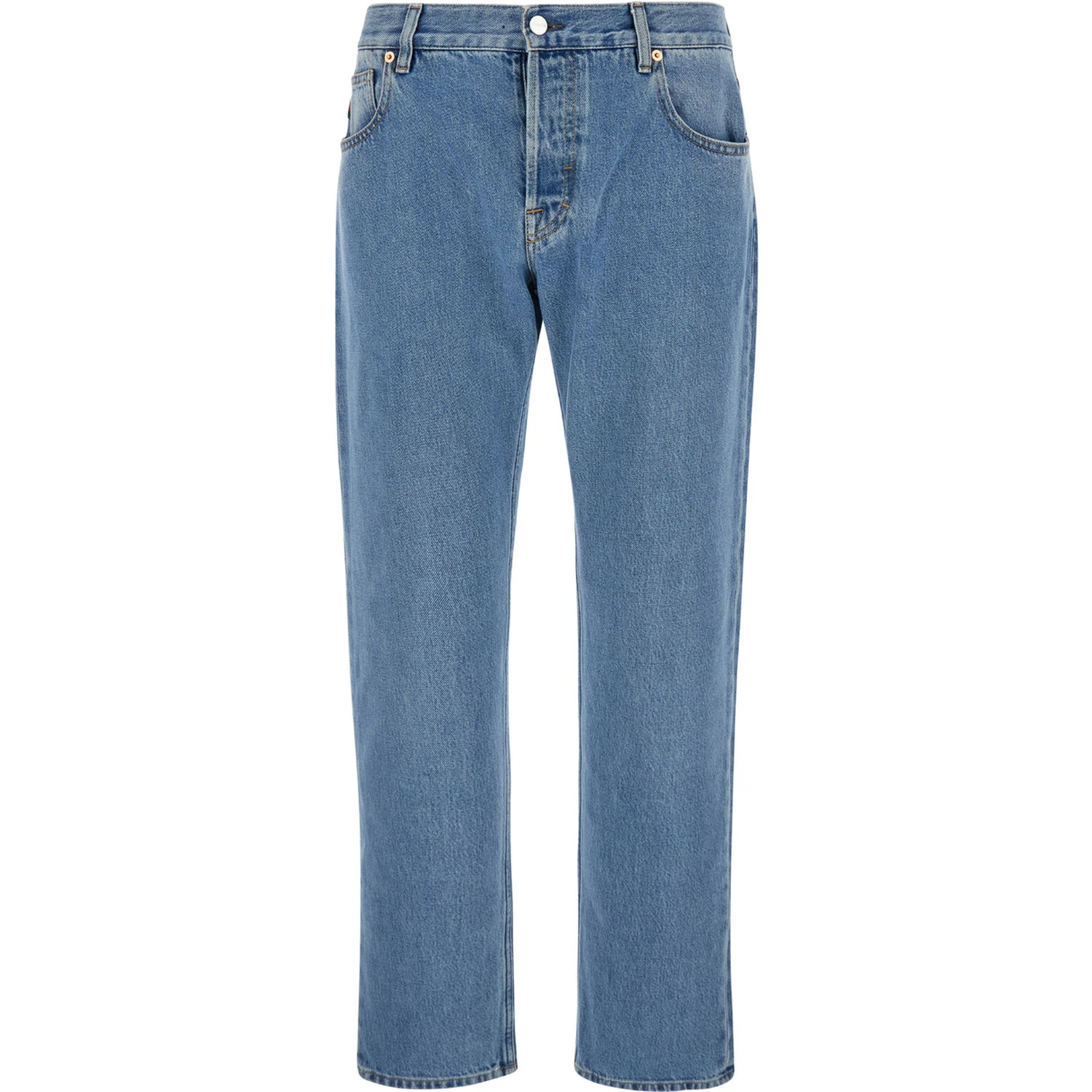 Light blue Blue Jeans with Gucci Rossa Ancora Patch in Blue Washed Denim Woman