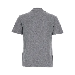 Grey Crewneck T-Shirt with Logo Detail on the Front in Cotton Woman