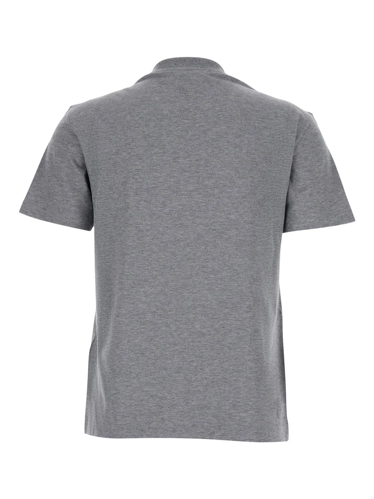 Grey Crewneck T-Shirt with Logo Detail on the Front in Cotton Woman alternative