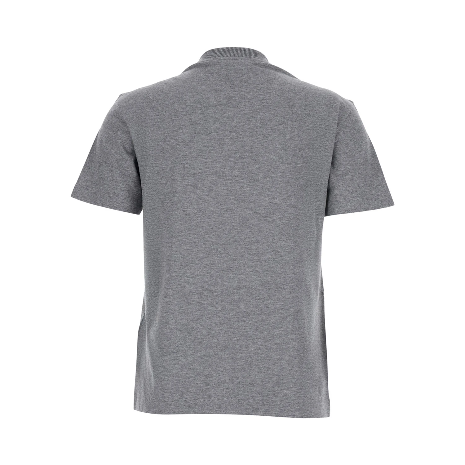 Grey Crewneck T-Shirt with Logo Detail on the Front in Cotton Woman