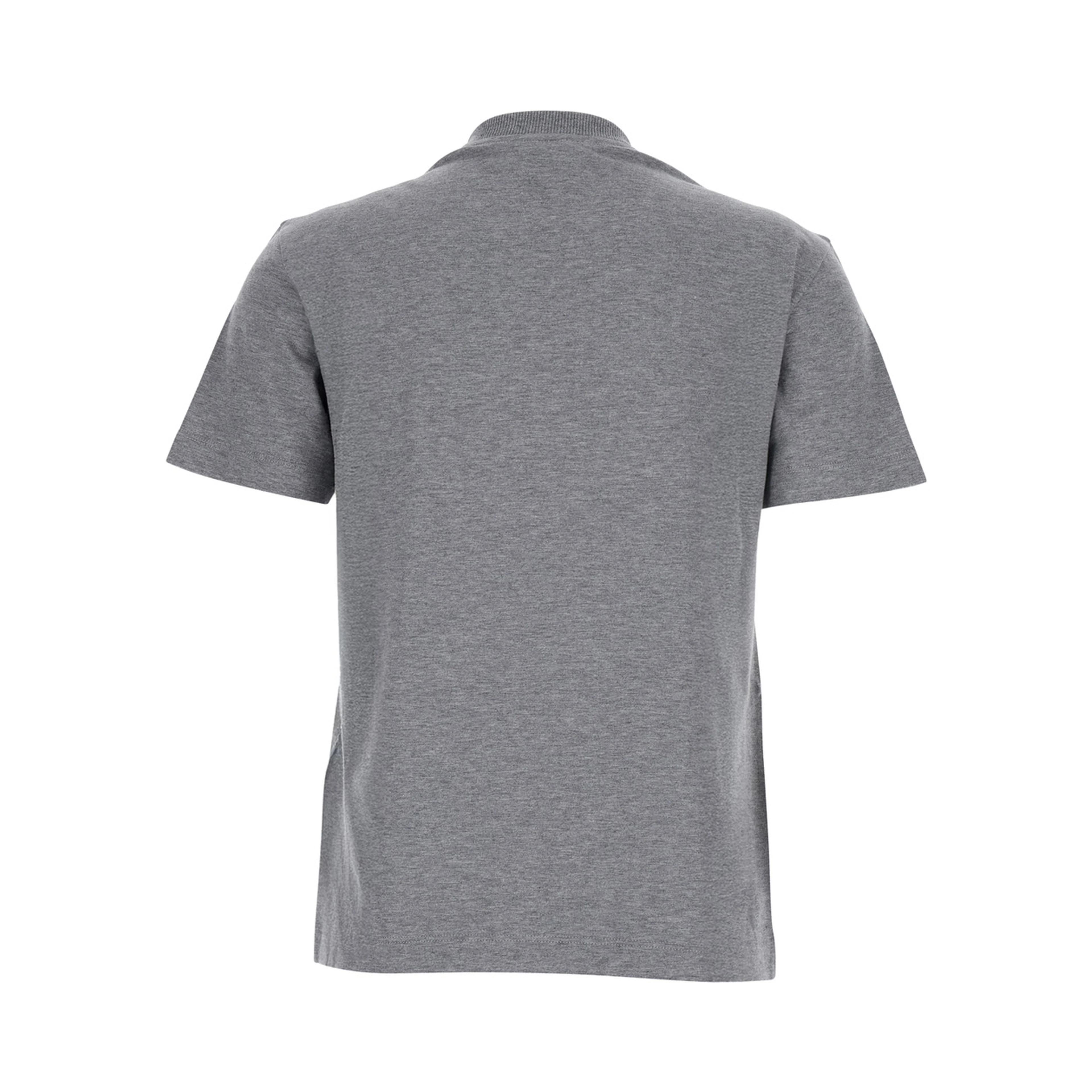 Grey Crewneck T-Shirt with Logo Detail on the Front in Cotton Woman