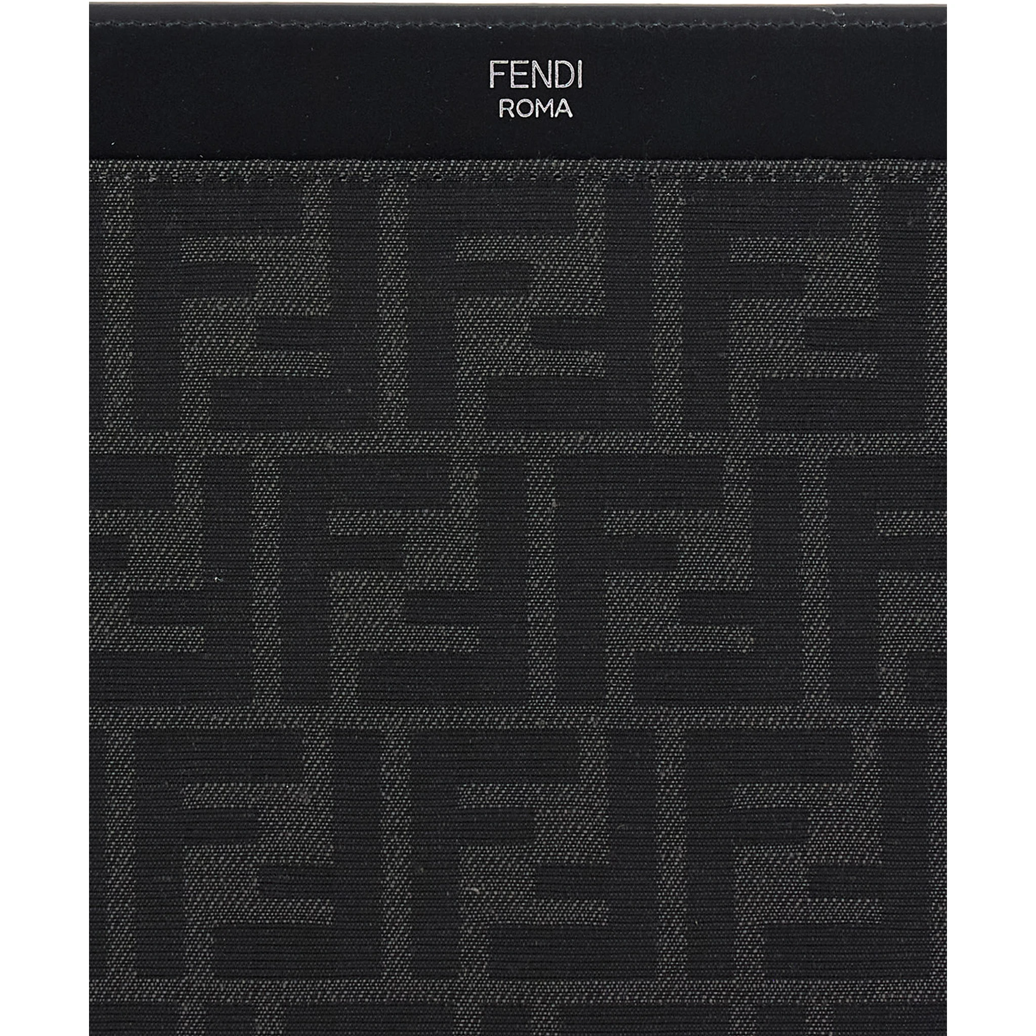 Grey Clutch with All-Over FF Motif in Fabric and Leather Man