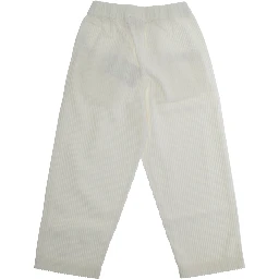 Teresa White Pants with Elastic Waist and Logo Lettering on the Front in Corduroy Girl