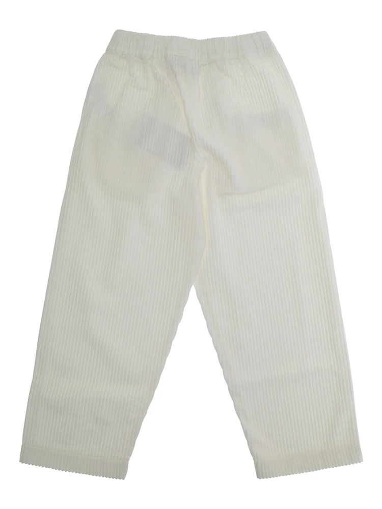Teresa White Pants with Elastic Waist and Logo Lettering on the Front in Corduroy Girl alternative