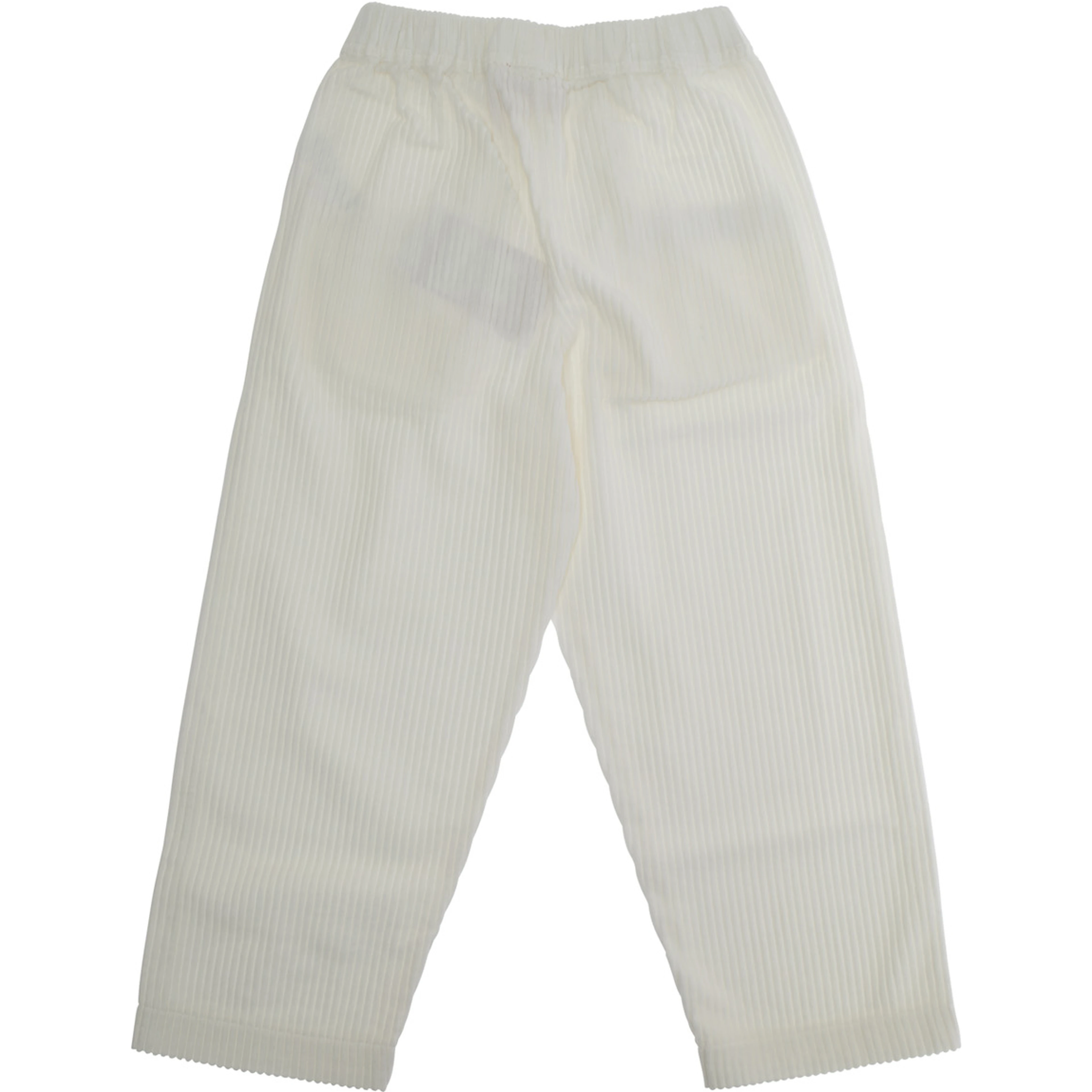 Teresa White Pants with Elastic Waist and Logo Lettering on the Front in Corduroy Girl