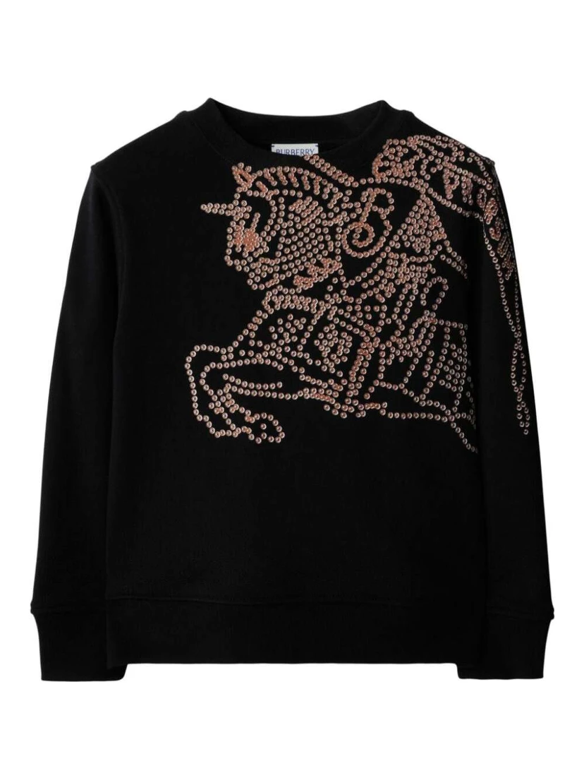 Black Crewneck Sweatshirt with EKD Logo in Cotton Boy