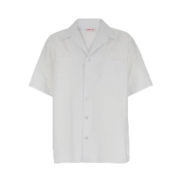 White Bowling Shirt with Patch Pocket in Toile Iconographique Man