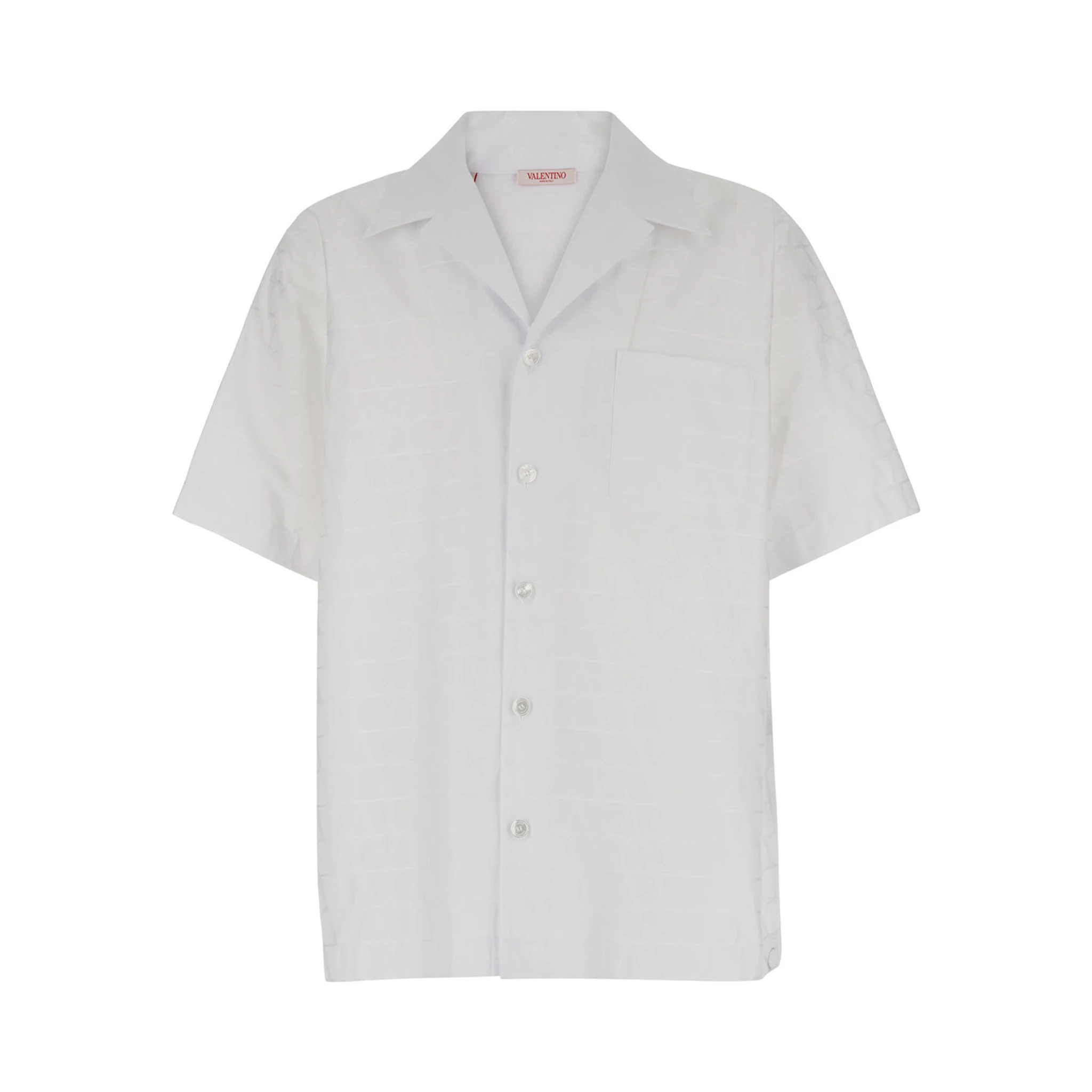 White Bowling Shirt with Patch Pocket in Toile Iconographique Man