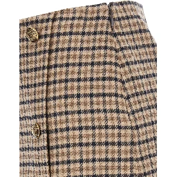 Beige Skirt with All-Over Stripe in Wool Blend Woman