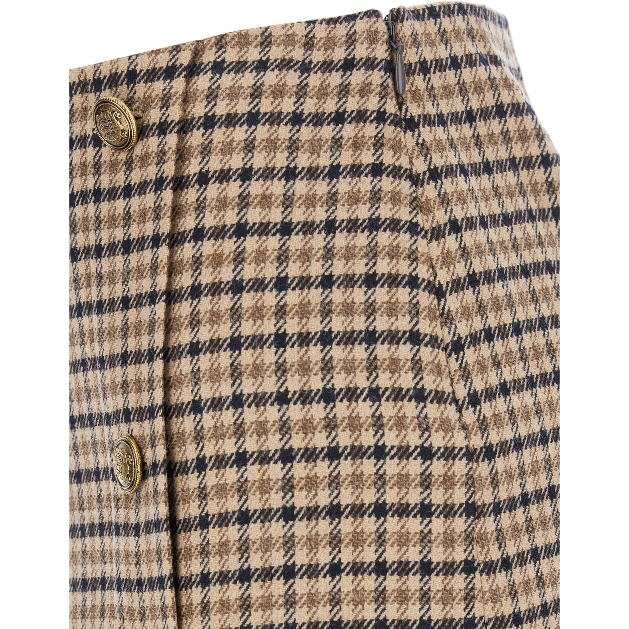 Beige Skirt with All-Over Stripe in Wool Blend Woman