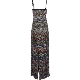 Multicolor Long Dress with ZigZag Motif in Fabric Woman