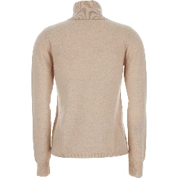Educata Beige Sweater with Turtleneck in Wool Woman