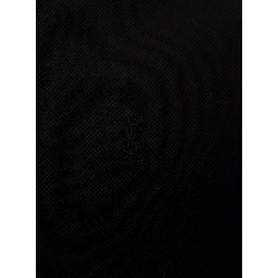 Embroidered Logo Short Sleeved Polo in Black Cotton Man