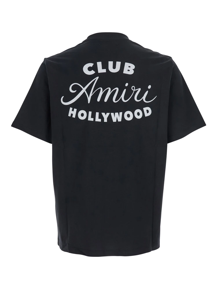 Black Crewneck T-Shirt with Logo Lettering on the Front and Maxi Logo Print on the Rear in Cotton Man alternative