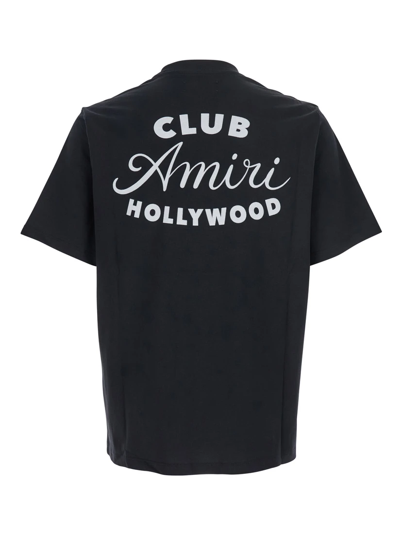 Black Crewneck T-Shirt with Logo Lettering on the Front and Maxi Logo Print on the Rear in Cotton Man