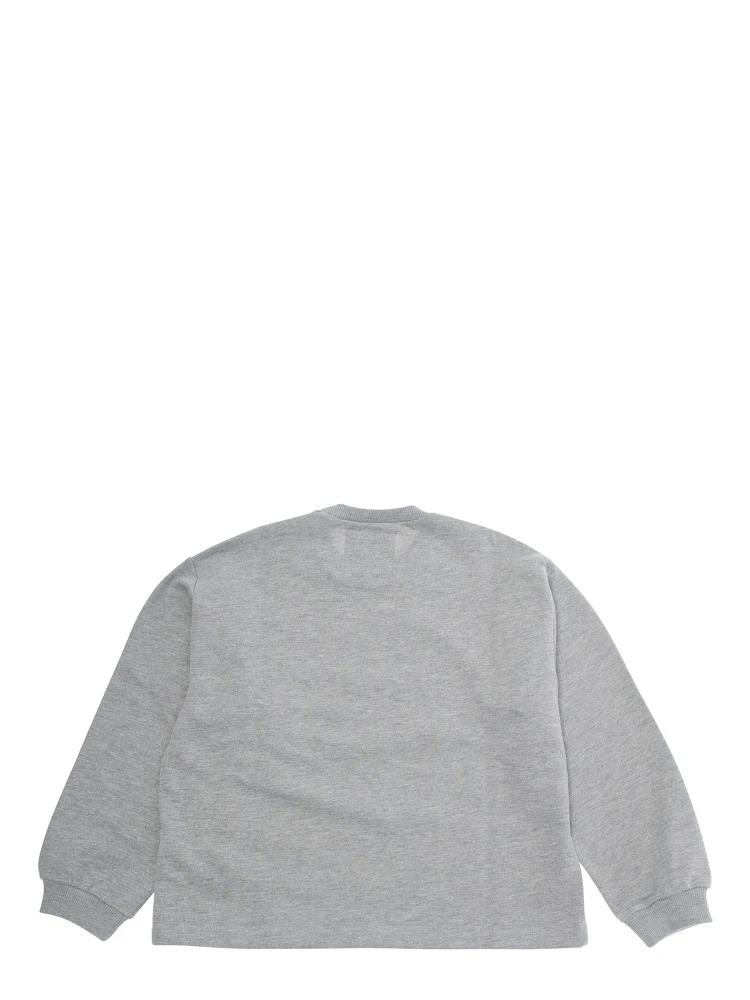 Grey Crewneck Sweatshirt with Print on the Front in Cotton Boy alternative