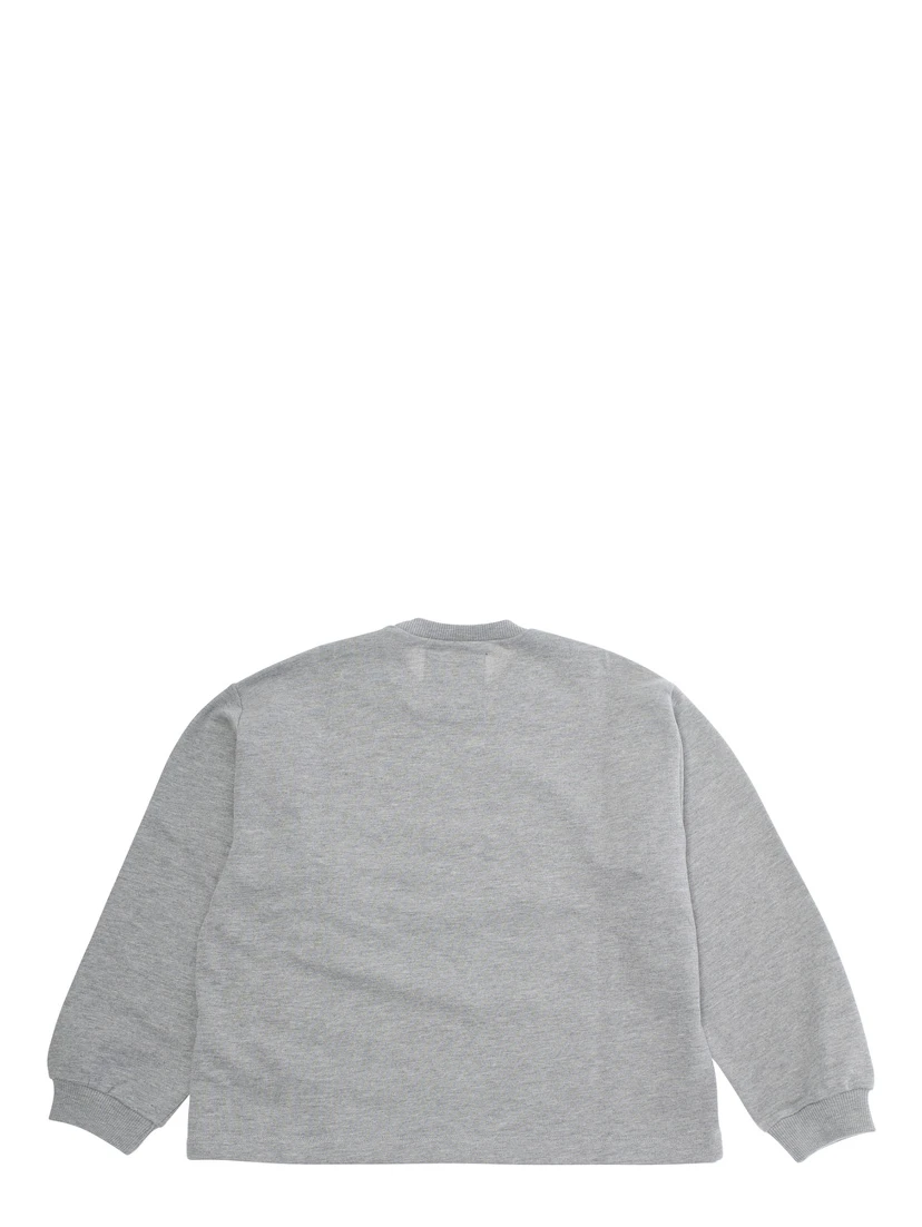 Grey Crewneck Sweatshirt with Print on the Front in Cotton Boy