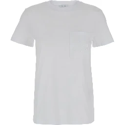 White T-shirt with Pocket with Logo in Cotton Woman