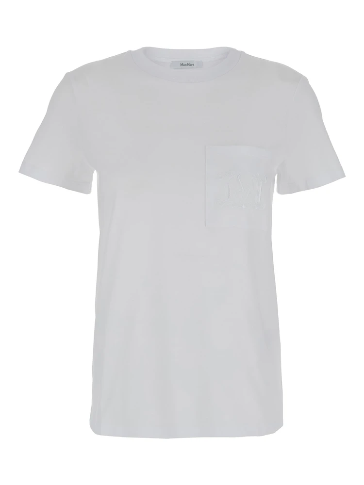 White T-shirt with Pocket with Logo in Cotton Woman