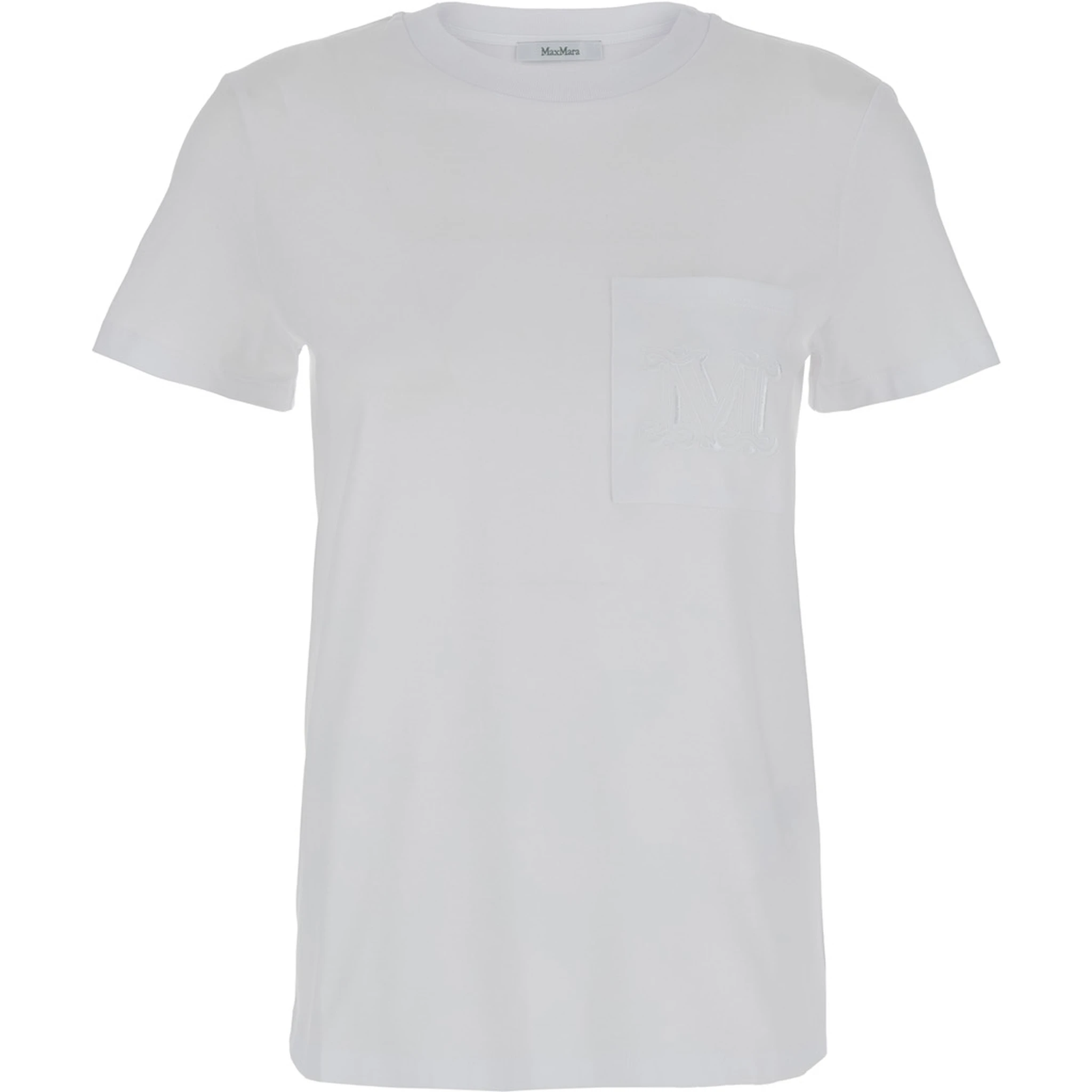 White T-shirt with Pocket with Logo in Cotton Woman