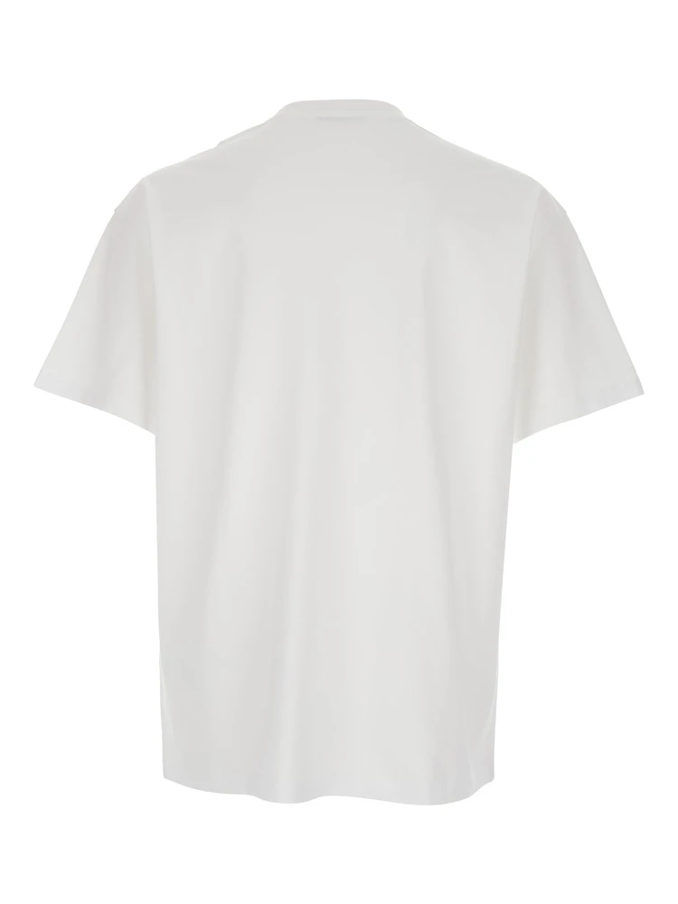 تيشيرت أبيض برقبة دائرية وشعار مطبوع على الجهة الأمامية من القطن الرجالي alternative