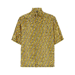Yellow Shirt with Fendi Labyrinth Motiv in Silk Man