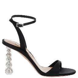 Yes Baby Black Strappy Sandals with Sculptural Heel in Satin Woman