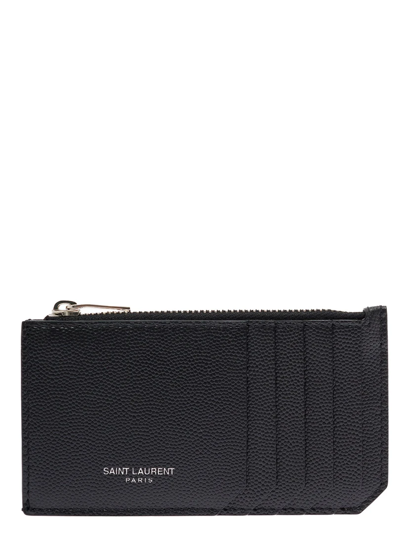 Saint Laurent Mans Black Leather Card Holder