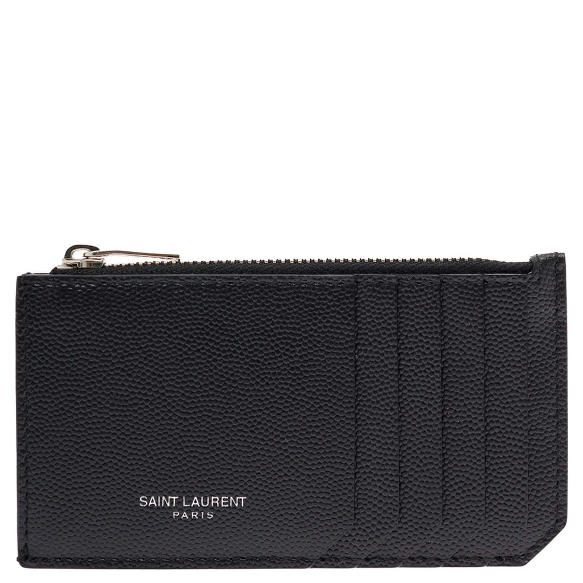 Saint Laurent Mans Black Leather Card Holder
