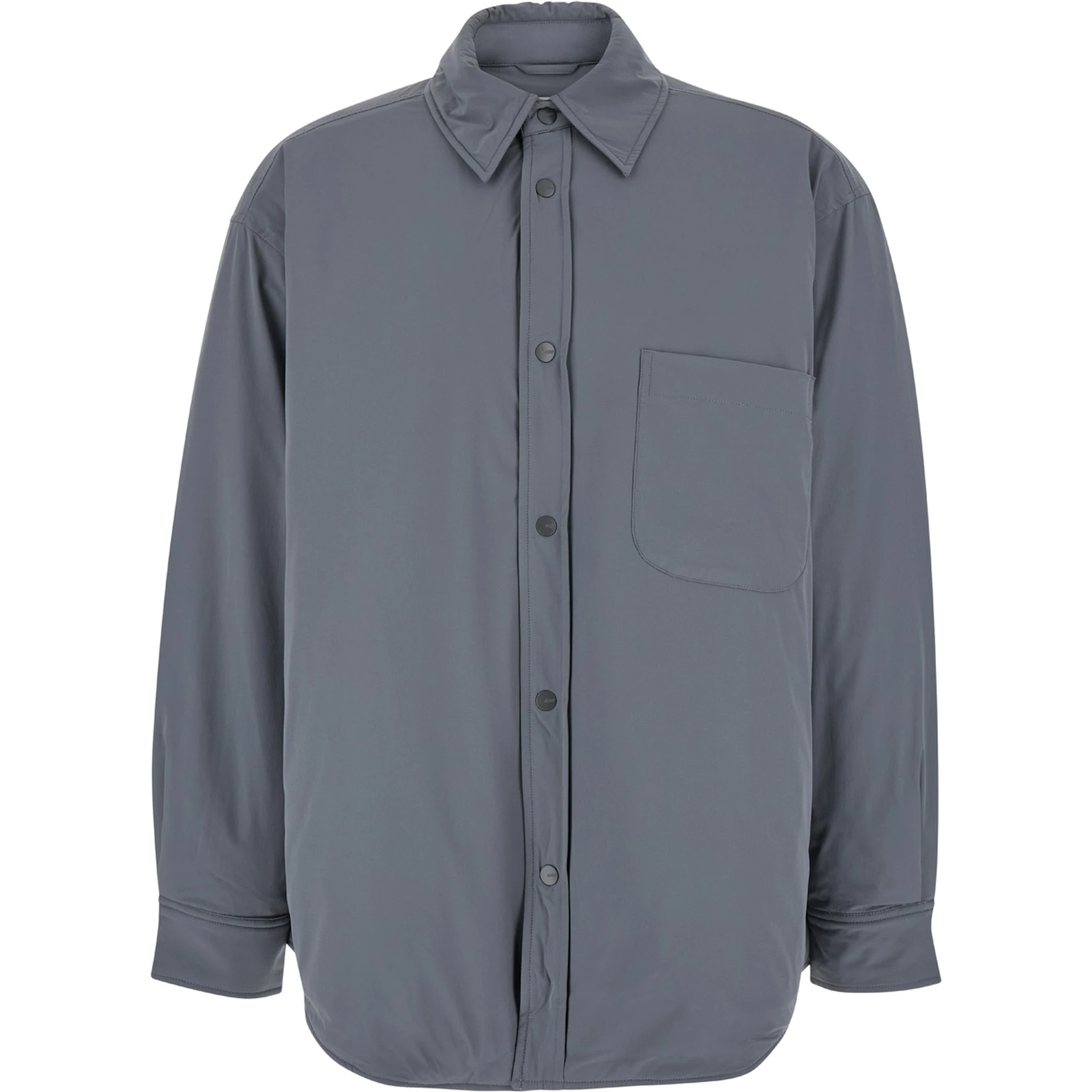 Grey Jacket with Patch Pocket in Padded Fabric Man