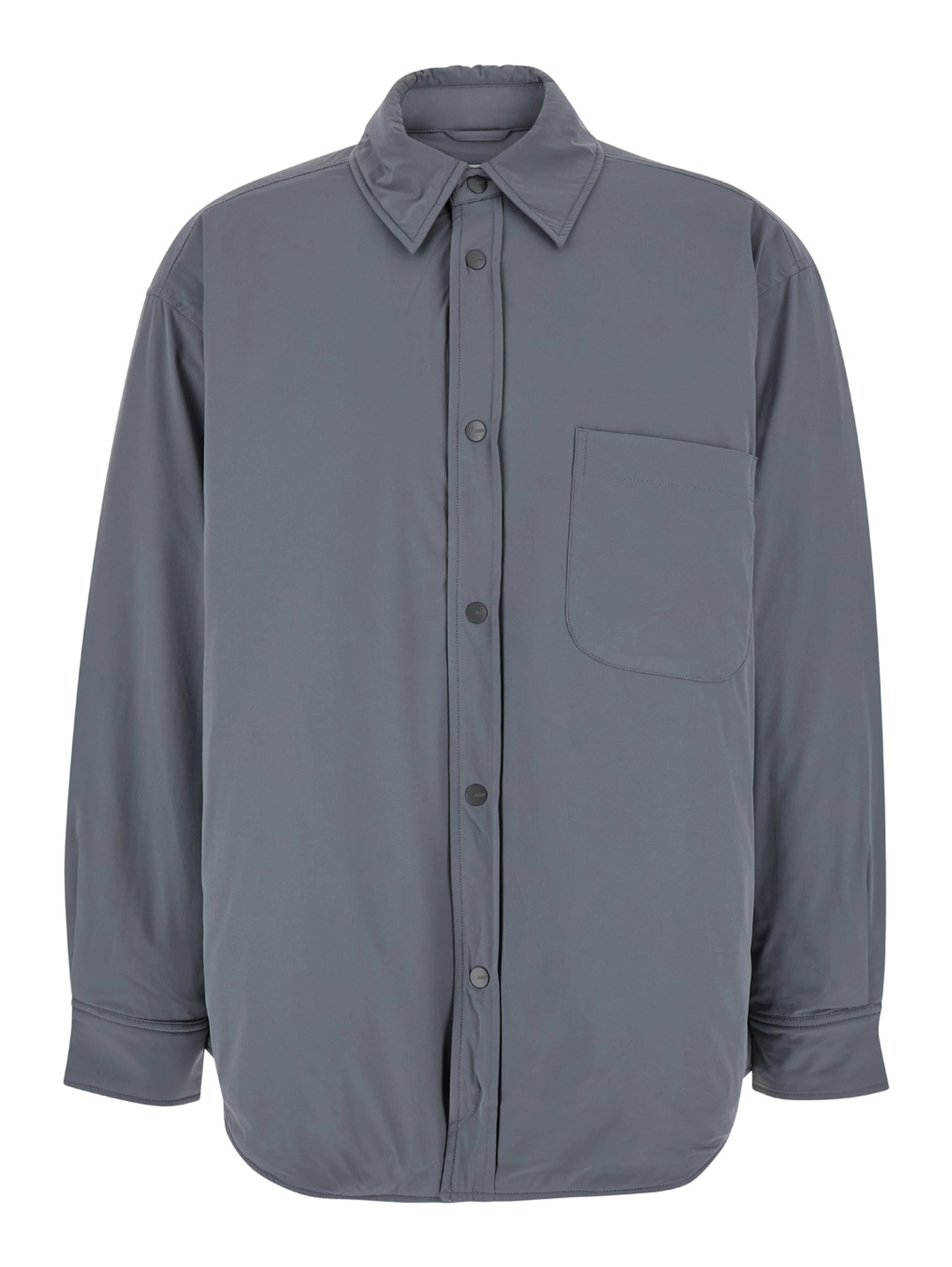Grey Jacket with Patch Pocket in Padded Fabric Man