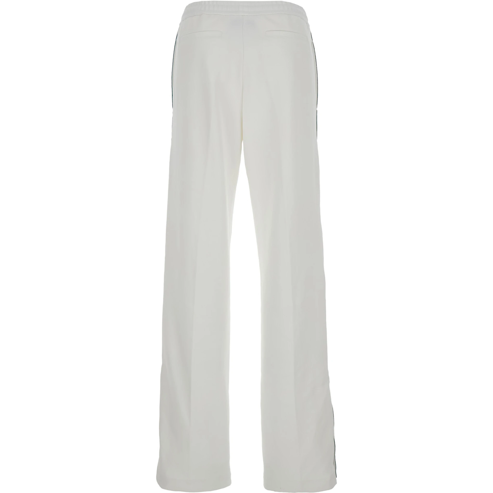 بنطال رياضي أبيض مزين بتطريز شعار وتفاصيل شبكية من البولياميد للنساء