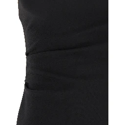 Black Bustier Dress with Slit in Tech Fabric Woman