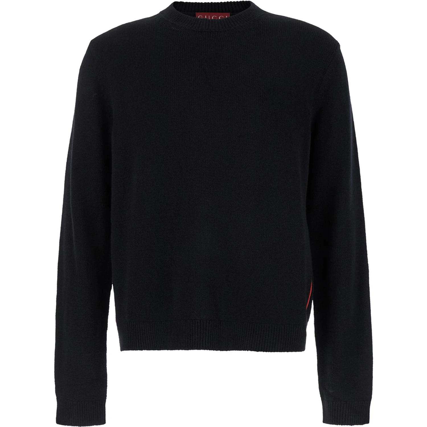 Black Crewneck Sweater with Web Detail in Cashmere Man