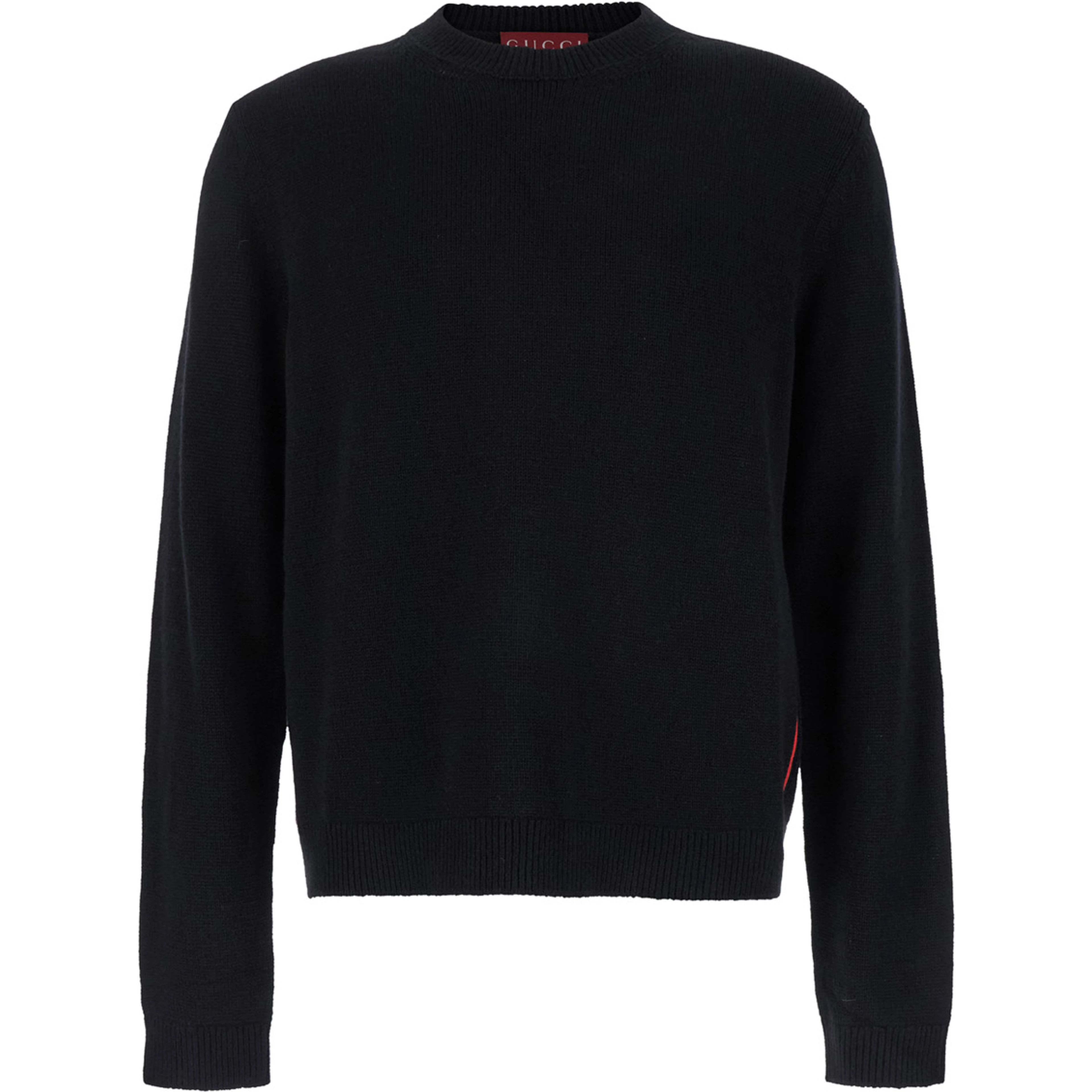 Black Crewneck Sweater with Web Detail in Cashmere Man