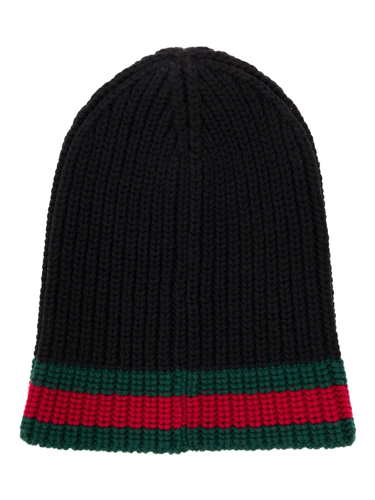 Gucci Mens Black Wool Hat with Web Detail alternative