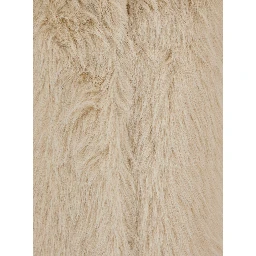 Beige Shearling Coat with Notched Revers and Concealed Front Closure in Ecofur Woman