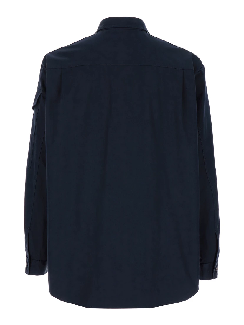 Blue Shirt with Pointed Collar in Cotton Man