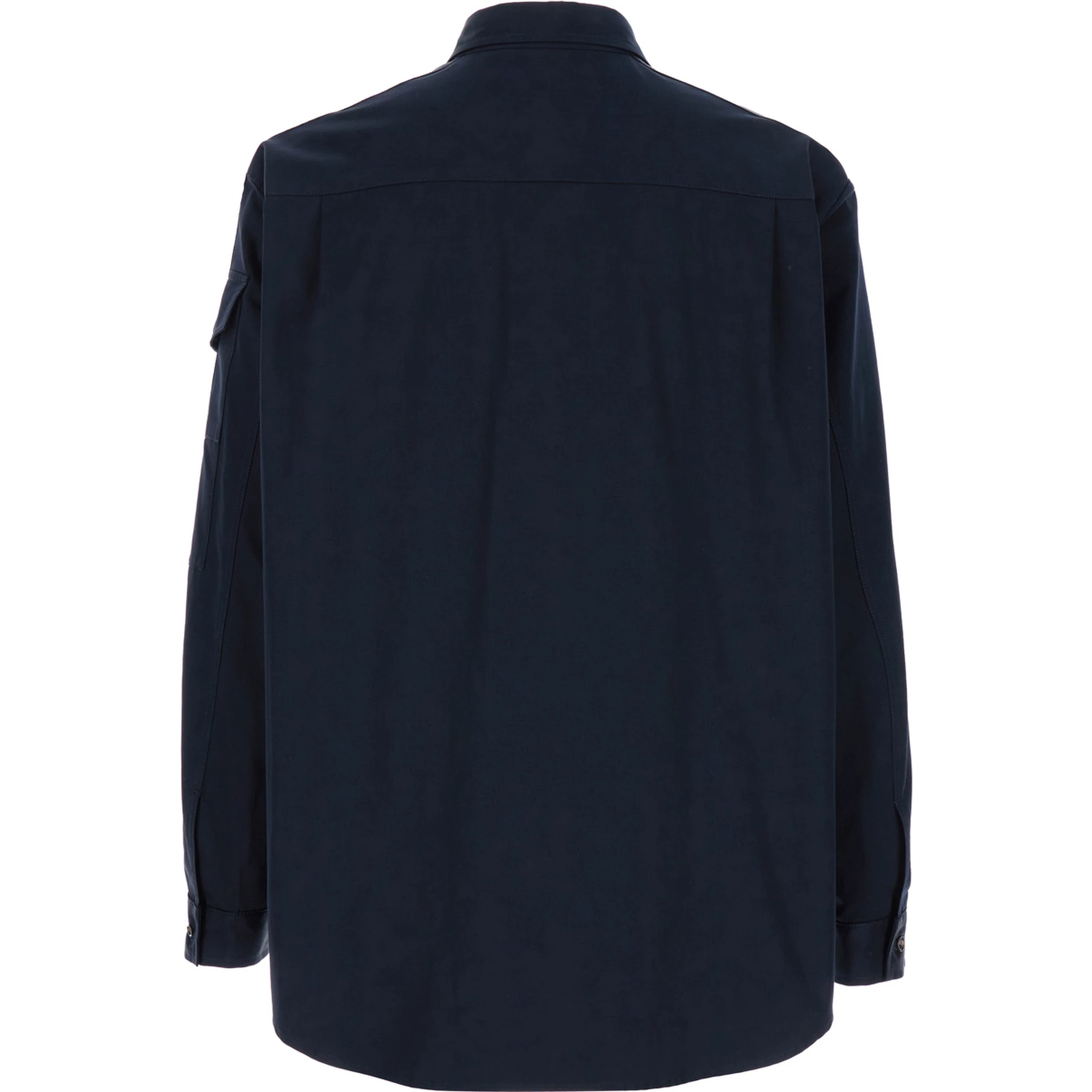 Blue Shirt with Pointed Collar in Cotton Man