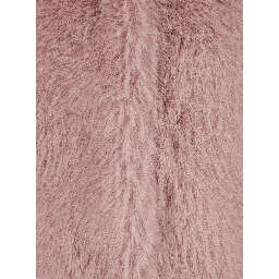 Pink Crewneck Fur Jacket with Concealed Front Closure in Ecofur Woman