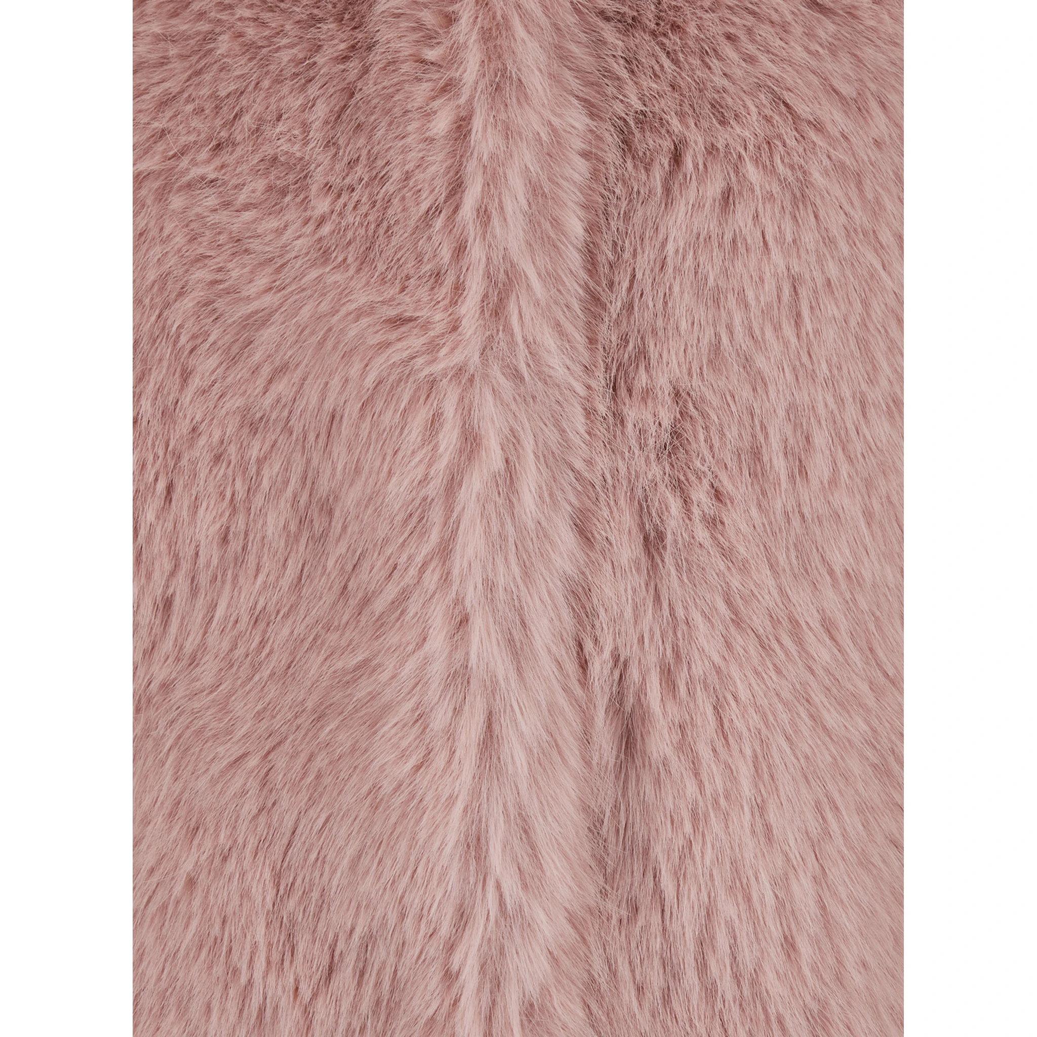 Pink Crewneck Fur Jacket with Concealed Front Closure in Ecofur Woman