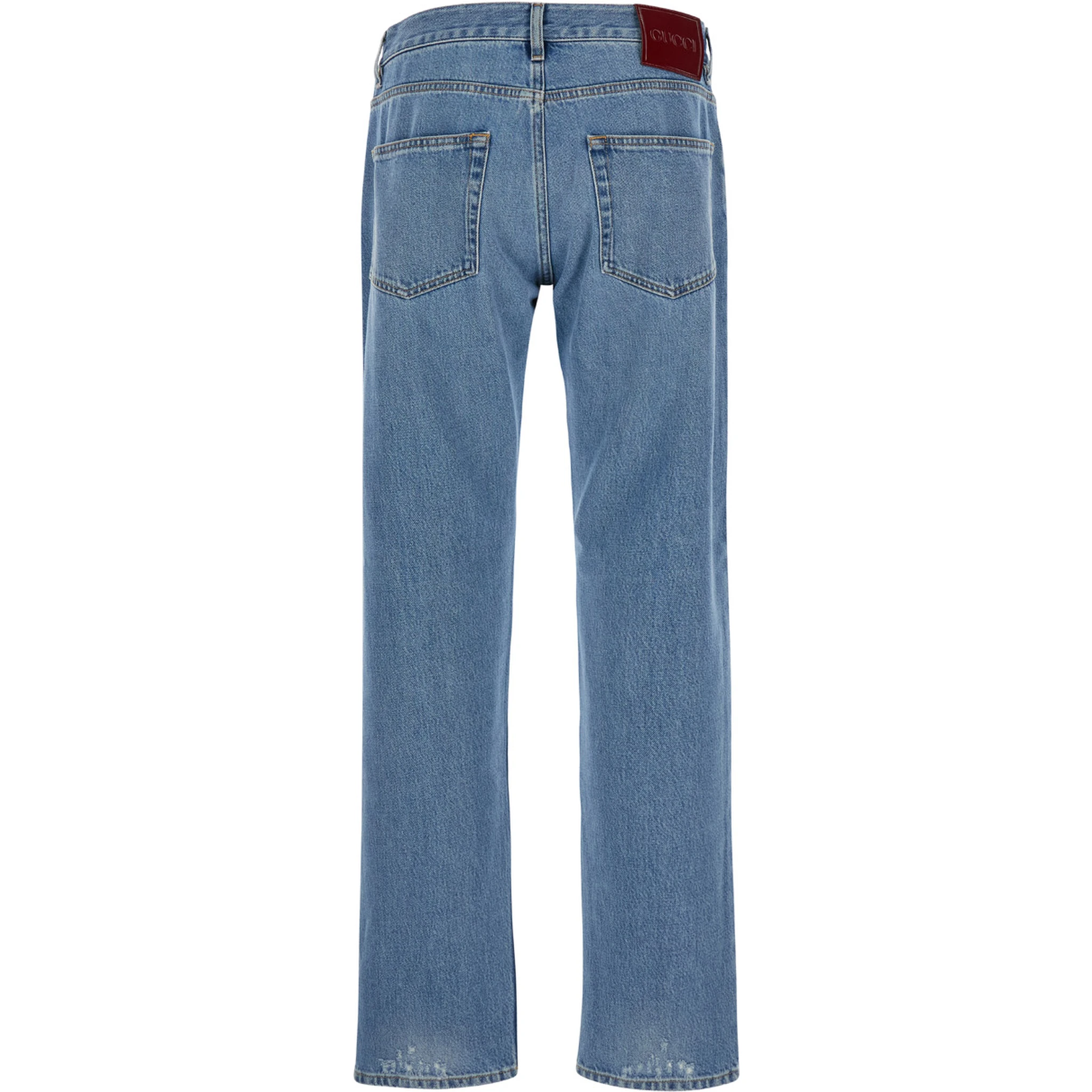 Light blue Blue Jeans with Gucci Rossa Ancora Patch in Blue Washed Denim Woman