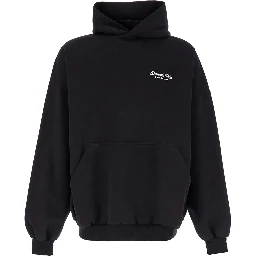 Beverly Hills Oversized Black Hoodie with Logo Print in Cotton Woman