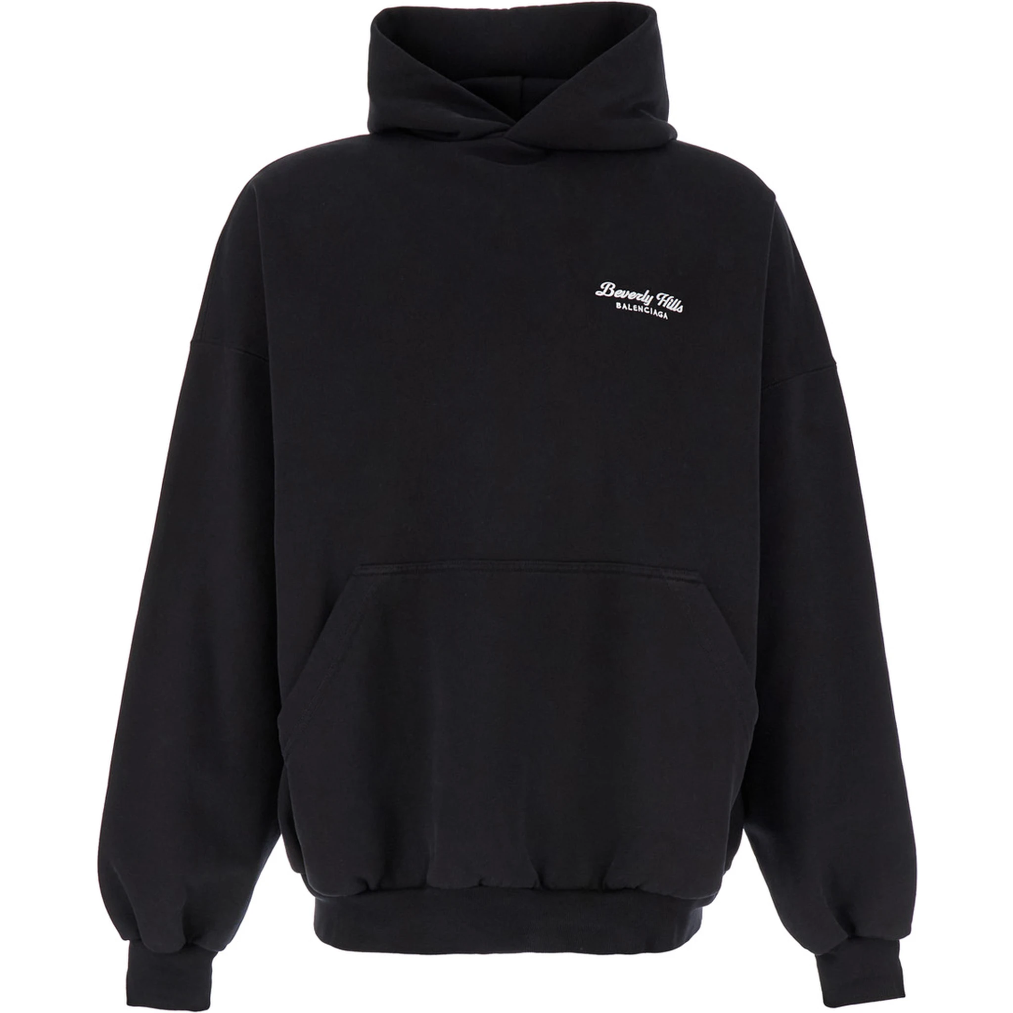Beverly Hills Oversized Black Hoodie with Logo Print in Cotton Woman