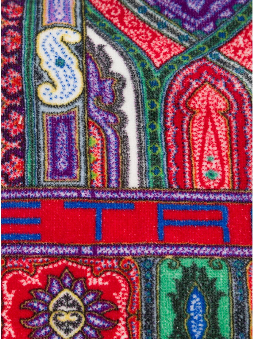 Red Beach Towel with Paisley Ornamental Print in Cotton Terry Home