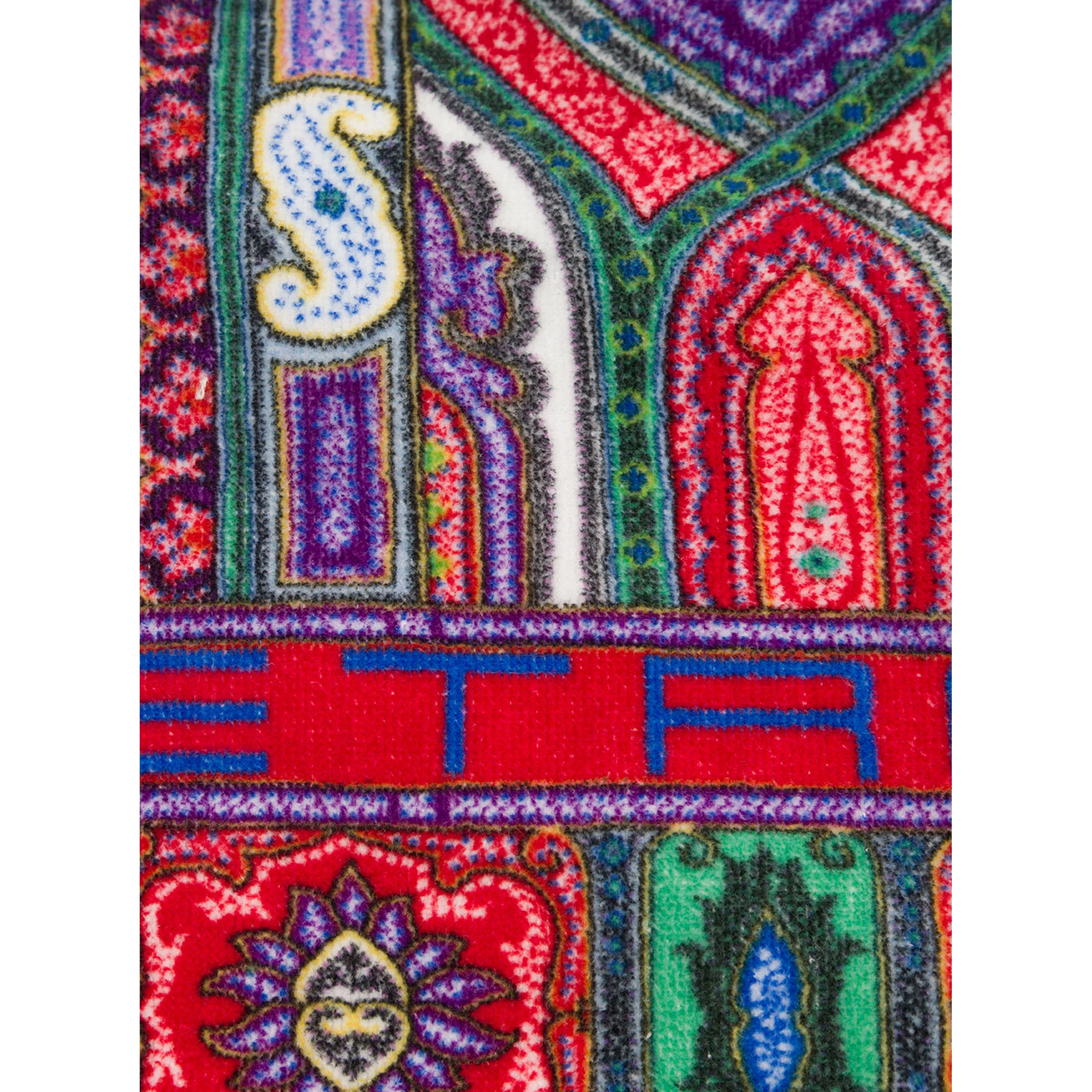 Red Beach Towel with Paisley Ornamental Print in Cotton Terry Home