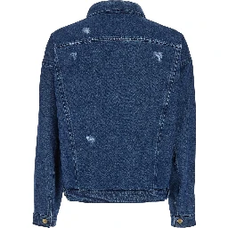 Blue Jacket with Branded Buttons in Denim Man