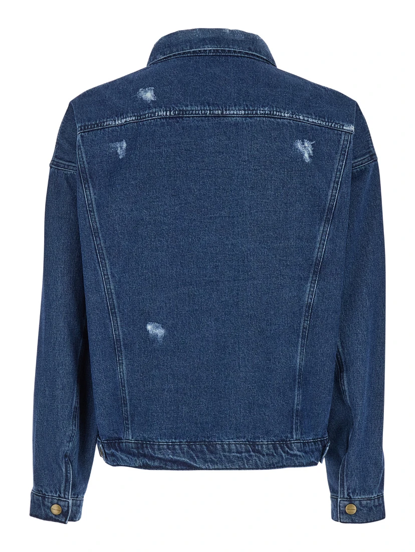 Blue Jacket with Branded Buttons in Denim Man