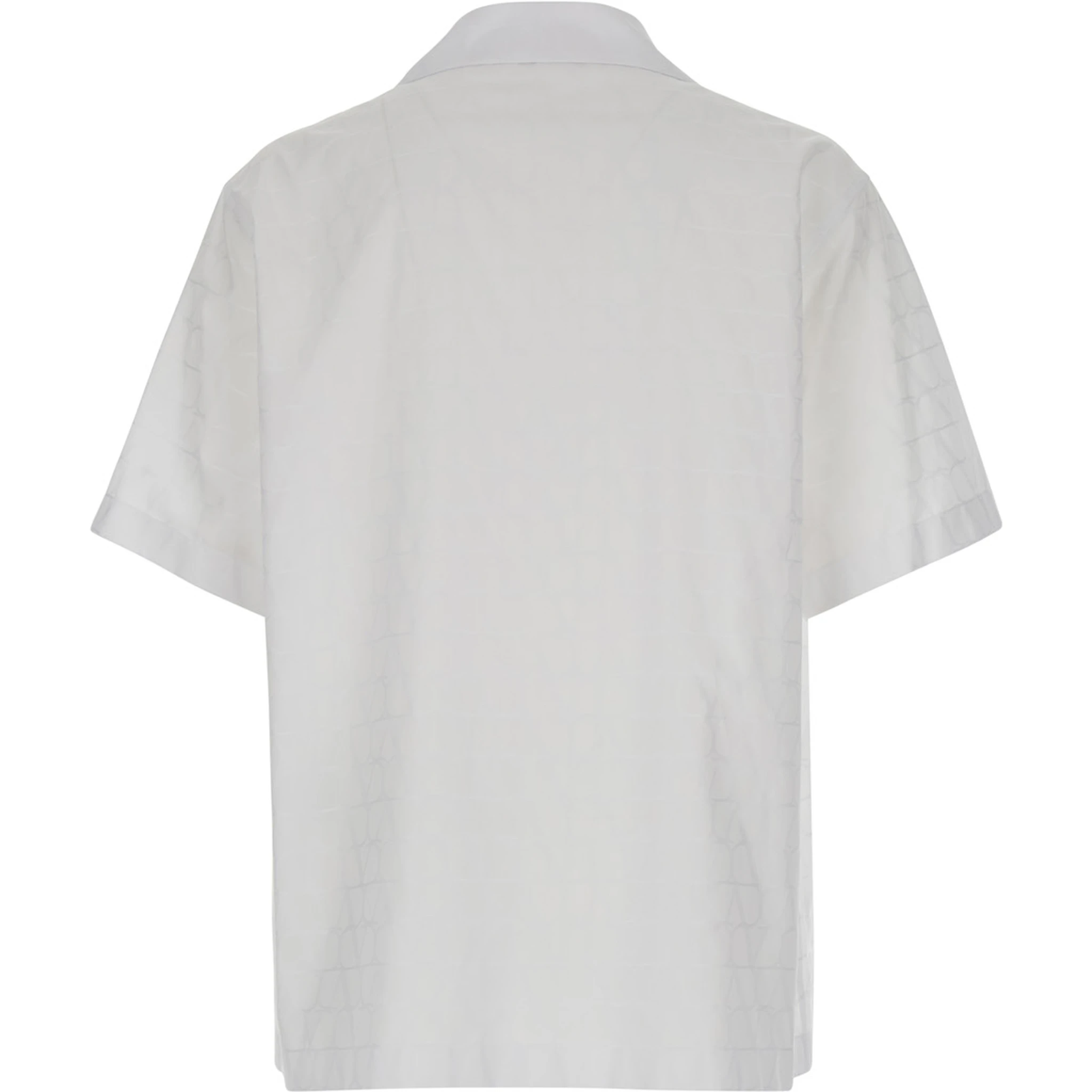 White Bowling Shirt with Patch Pocket in Toile Iconographique Man